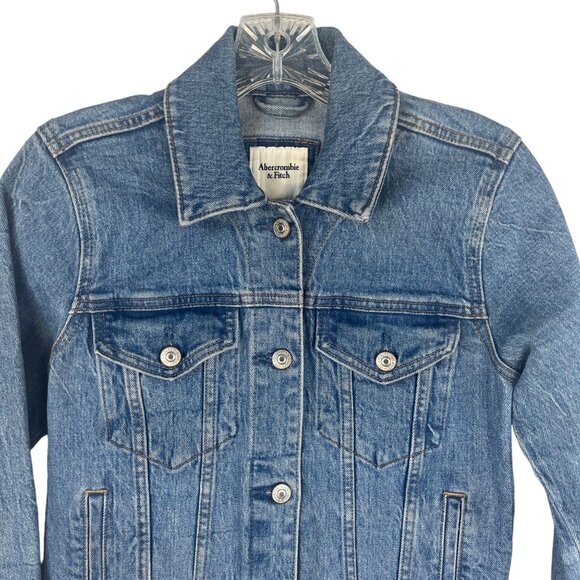 Abercrombie & Fitch Denim Jean Jacket Womens Small Light Wash - Picture 3 of 8